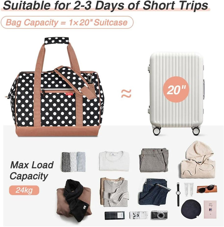 Lekesky Kleine Reisetasche Weekender Damen, Sporttasche mit Schuhfach, Grosses Öffnungsdesign, 33L f