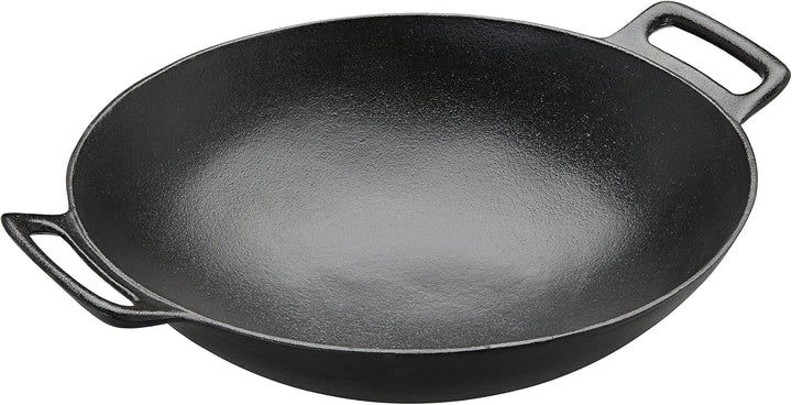 RÖSLE VARIO Wok, Hochwertiger Wok aus emailliertem Gusseisen zum scharfen Anbraten &amp; Abdeckhaube BBQ
