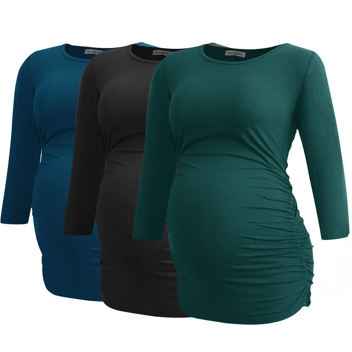 Smallshow Damen Schwanger Mutterschaft Oberteile 3/4 Ärmel Umstandsshirts Schwangere Tops Schwangers