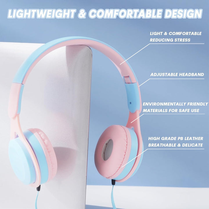 Kinder Kopfhörer mit Kabel Over Ear Kinderkopfhörer Wired Earphones Headphones für Kinder über Ohr v