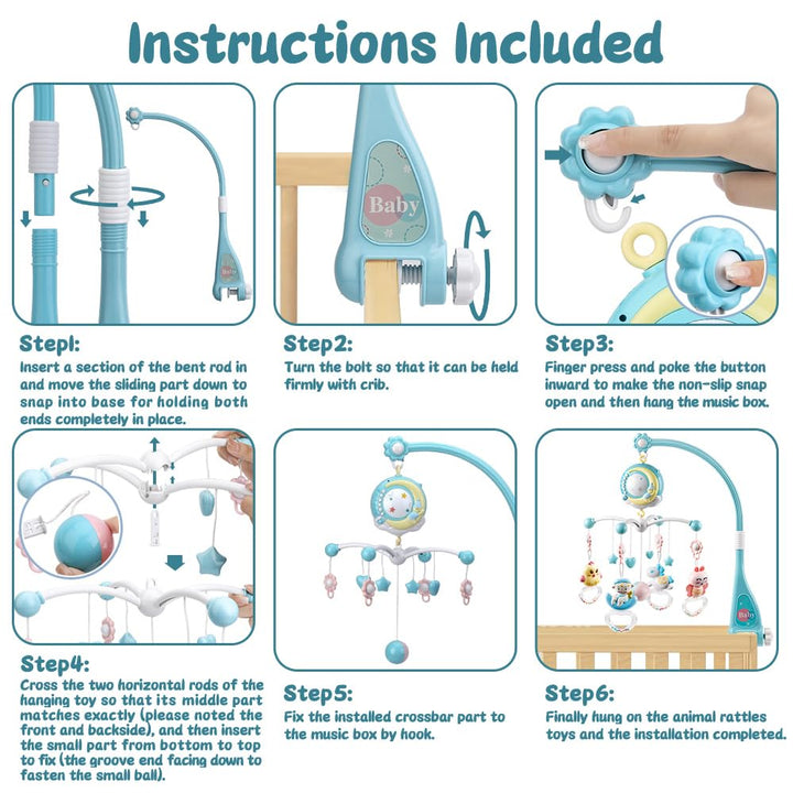 Mini Tudou Baby Mobile, Babybett mit Musik und Licht, Timing-Funktion, Projektor, Fernsteuerung, Bab
