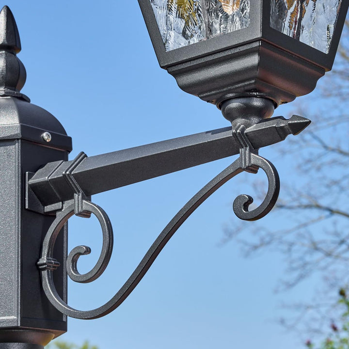 HOFSTEIN Kandelaber Naofe, Aussenwegeleuchte aus Metall/Glas in Schwarz/Klar/Orange, Wegebeleuchtung