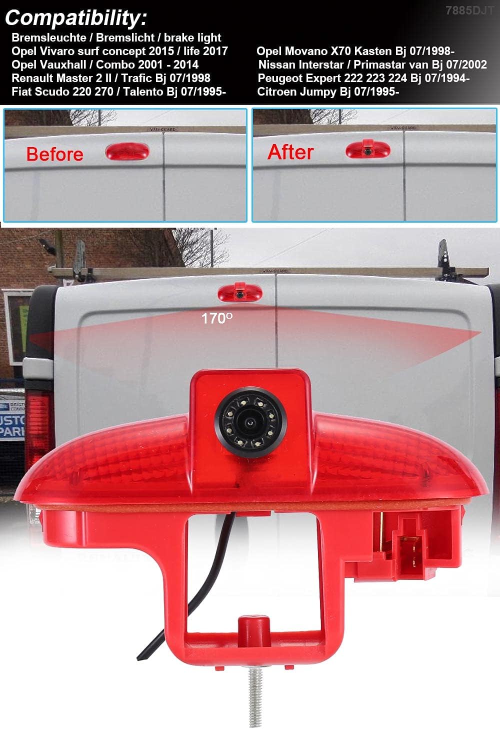 HD Auto Rückfahrsystem Bremsleuchte Rückfahrkamera Van Dachkamera Einparkkamera Einparkhilfen Kompat