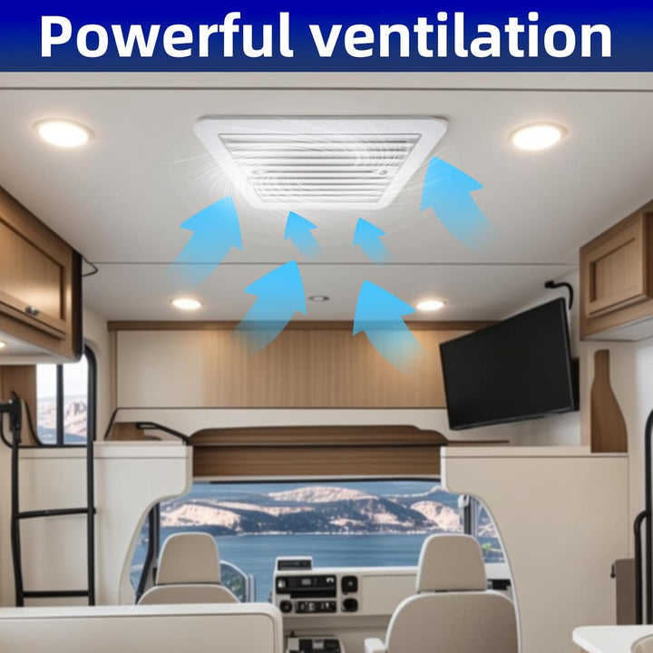 Riloer Weiss RV Caravan Vent Side Exhaust Vent 12 V RV Cooling Dust Fan, RV One Way Dust Vent Fan