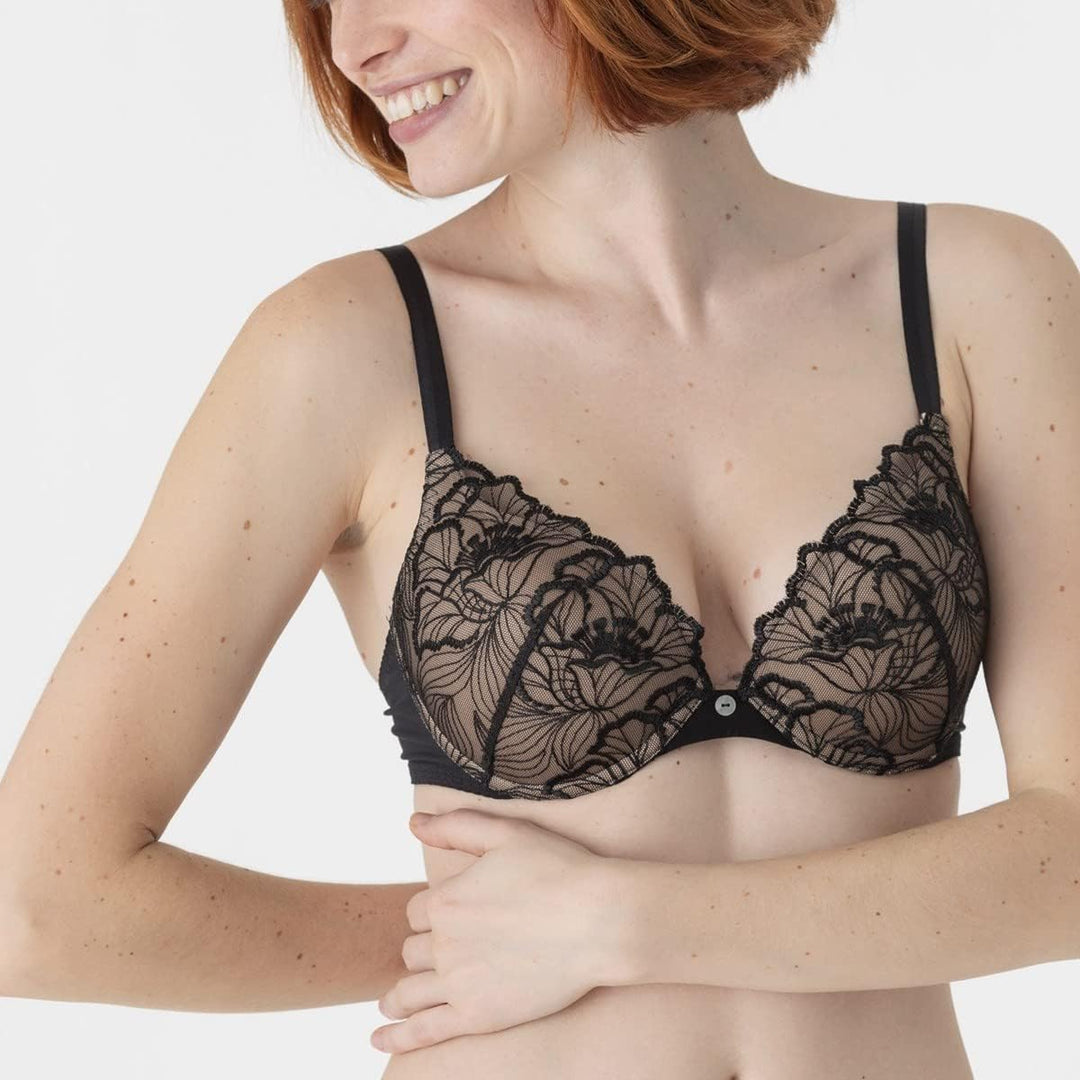 Maison Lejaby Damen Flora Push-Up-BH S Schwarz, S Schwarz