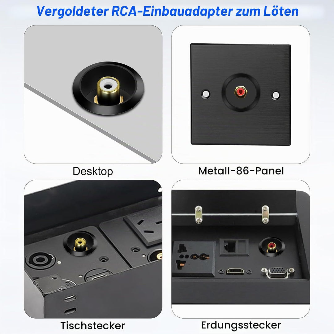 MEIRIYFA RCA Panel Mount Connectors, Cinch Buchse zu Buchse Kuppler Runde Adapter Eingebettet Gewind