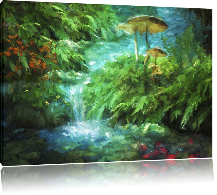 Pixxprint magischer Märchenwald Kunst Pinsel Effekt, Format: 100x70 auf Leinwand, 100x70