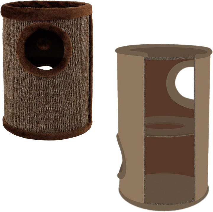 lionto Kratztonne aus Sisal mit Plateau und Spielball Kratzturm, Höhe 50 cm braun Braun 50 cm Höhe,