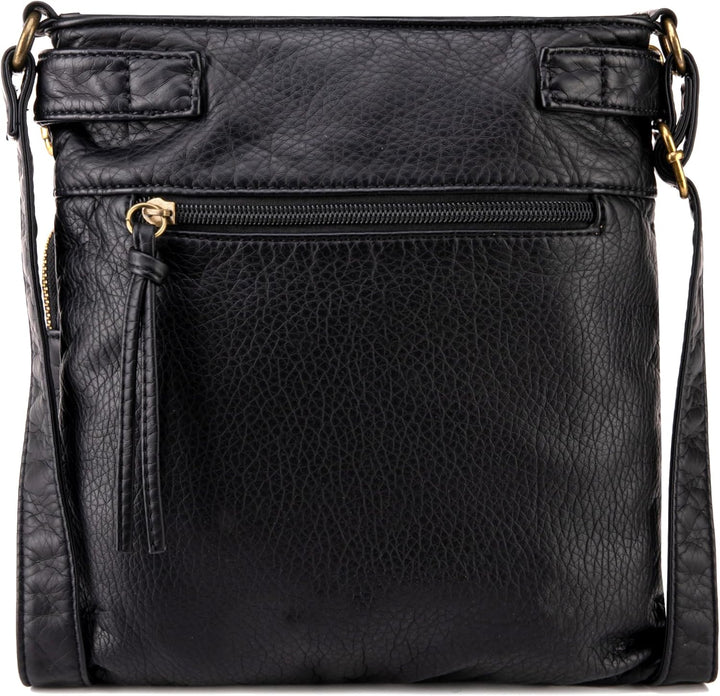 Montana West Damen Echtes Leder Handtaschen 046schwarz, 046 Schwarz