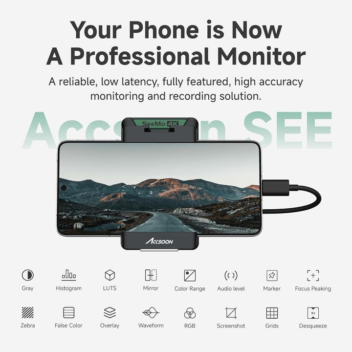 Accsoon SeeMo 4K für Android, tragbares 4K-HDMI-Videoaufnahme- und Streaming-Gerät, H.264-Encoder, U