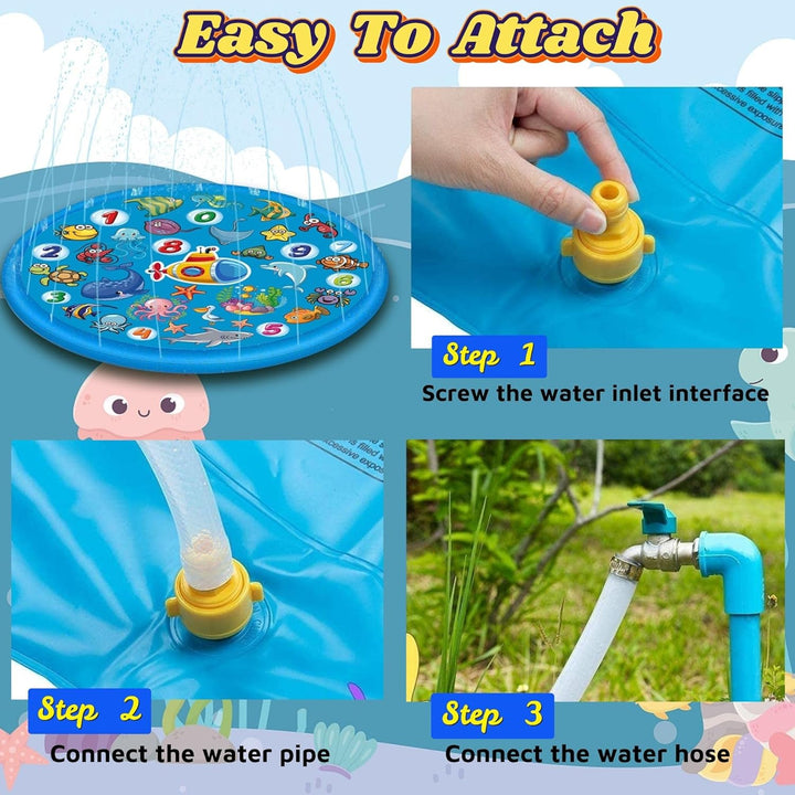 Sommer Sprinkler Wasserspielmatte 170 cm, Grosses Runden Aufblasbar Splash Spielmatte, Outdoor Somme