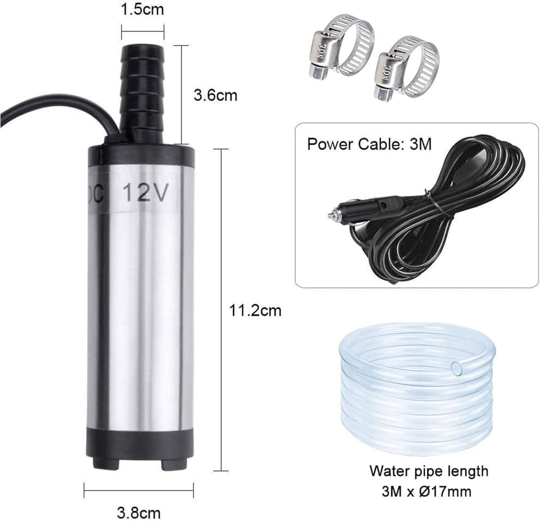 CHUKCHI 12V DC Tauchpumpe, 38mm Elektrische Wasserpumpe für Wasser, Öl, Diesel & Kraftstoff, Zigaret