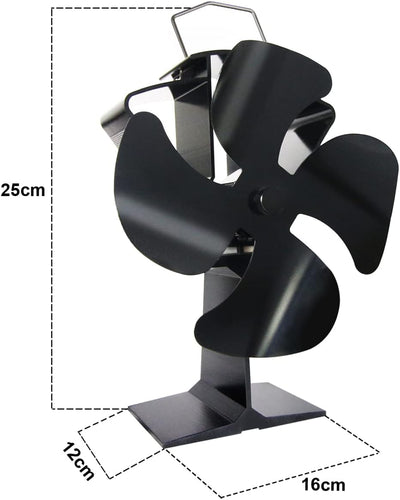 TOMERSUN Geräuscharmer Betrieb 4 Blätter Kamin Ventilator Ofenventilator Feuerstelle Kaminöfen Umwel