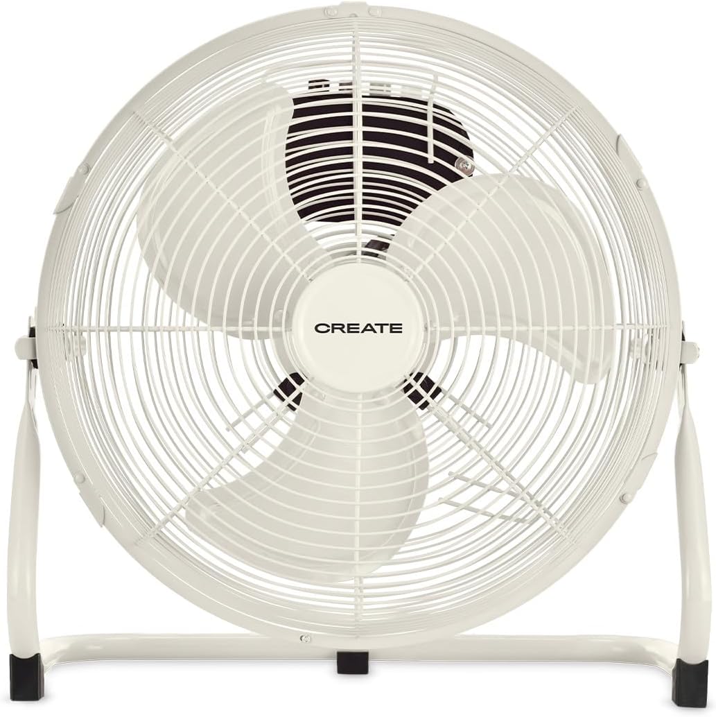 CREATE / AIR FLOOR RETRO/Industrieller Bodenventilator/Cremeweisser Ventilator, 12 Zoll, starker Luf
