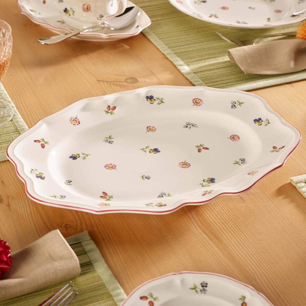 Villeroy und Boch Petite Fleur Platte oval, Premium Porzellan, 37 cm 37cm White, 37cm White