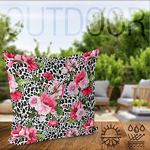 VOID Pfingstrosen Leopard Kissenbezug Kissenhülle Sofakissen Kissen Deko Outdoor-Kissen Dekokissen,