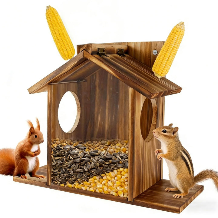 Holz-Eichhörnchenfutter, Eichhörnchen Futterstation Für Den Aussenbereich, Grosse Kapazität, Eichhör