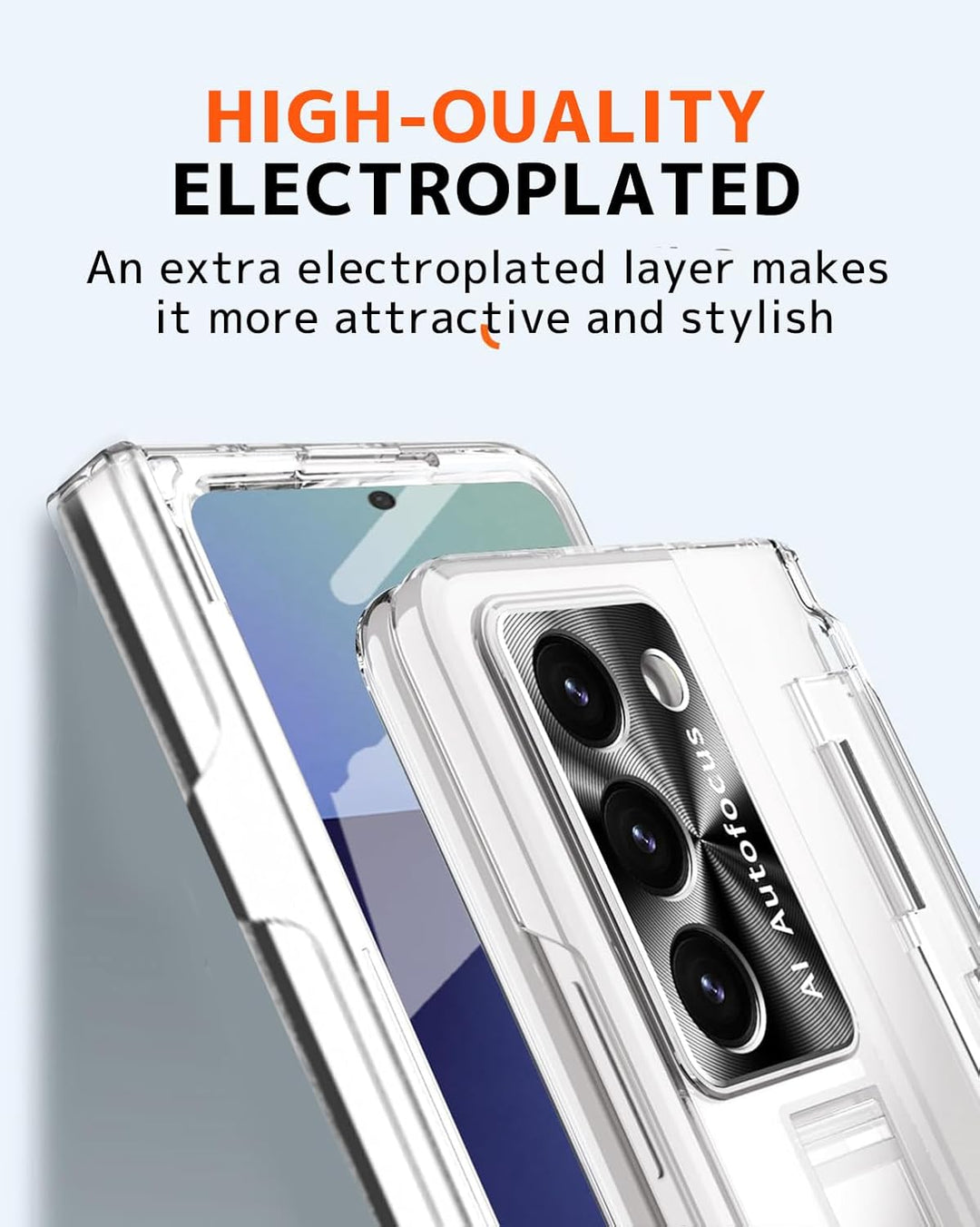 NINKI für Samsung Galaxy Z Fold 7 Hülle mit S Pen Scharnierschutz,Luxus Beschichtung Transparent Cov