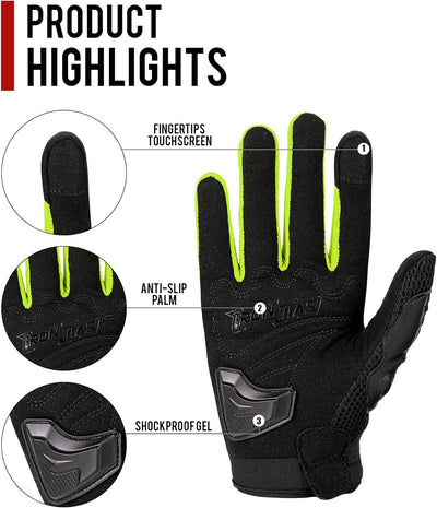 Motorradhandschuhe Atmungsaktive Motorradhandschuhe Leder Vollfinger Knöchelschutzpolster Touchscree