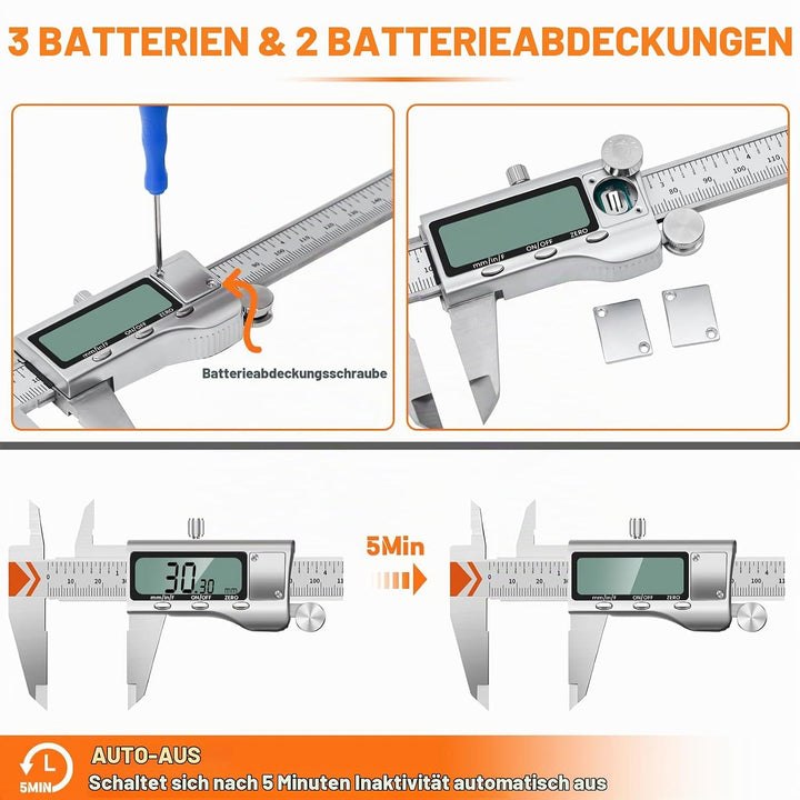 HARDELL Digitaler Messschieber 150mm mit grossem LCD-Bildschirm KC124076CHD-1de, KC124076CHD-1de
