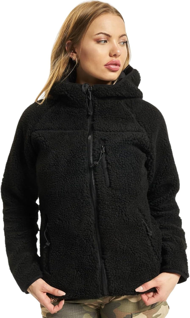 Brandit Women Teddyfleece Jacket Hooded, many colours, Grössen XS bis 5XL, XS Schwarz