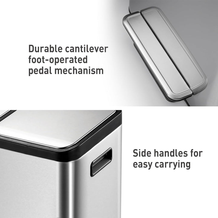 EKO Ecocasa Tretmülleimer Mülltrennsystem 30L + 15L (32,1 x 60,5 x 49,2 cm, Dämpfer-System, Fingerab
