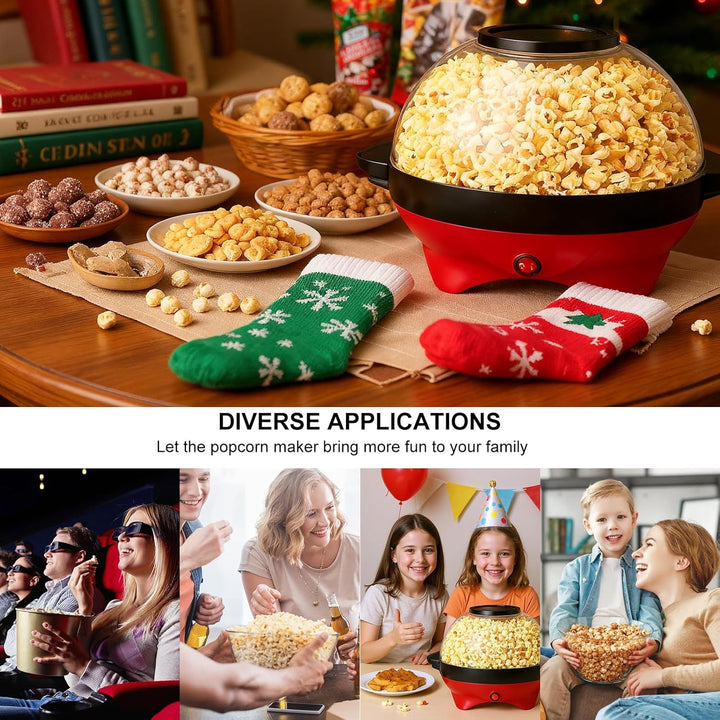 Cozary Popcornmaschine,5L Popcorn-Maker Gross für Zuhause für Zucker, Öl, Butter, mit Abnehmbarer He