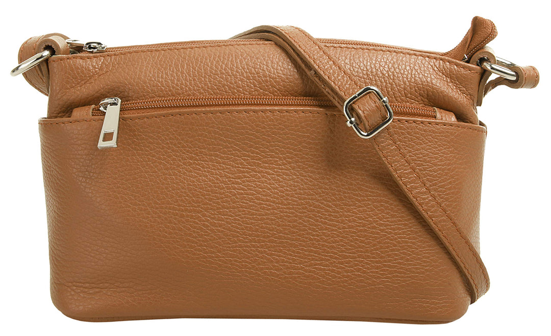 Cluty Umhängetasche Echt Leder Damen | Made in Italy, Crossbody Bag, Messenger Bag mit Reissverschlu