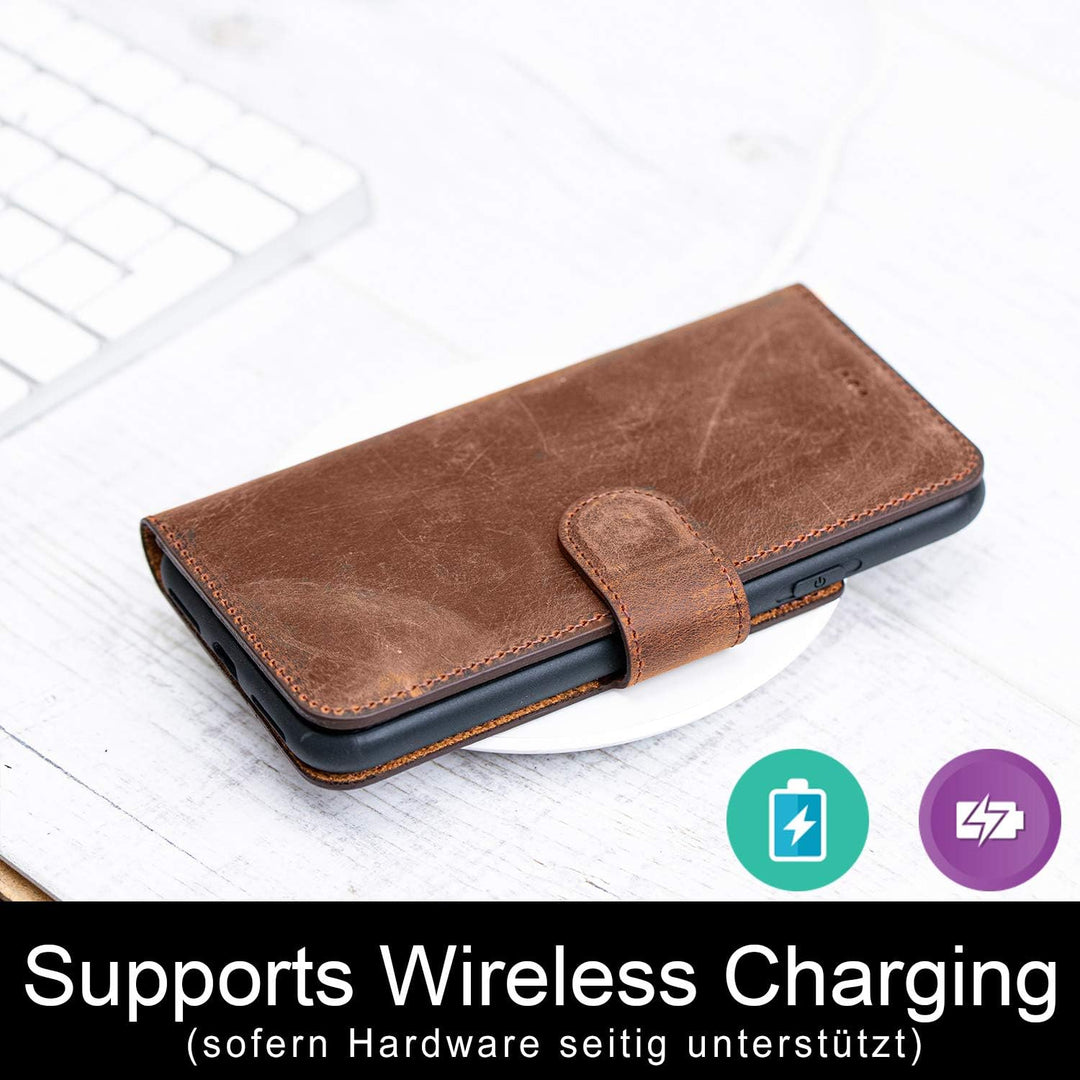 Burkley Handyhülle mit Ständer und Kartenfach für Samsung Galaxy S20+ Leder Handytasche mit Magnetve