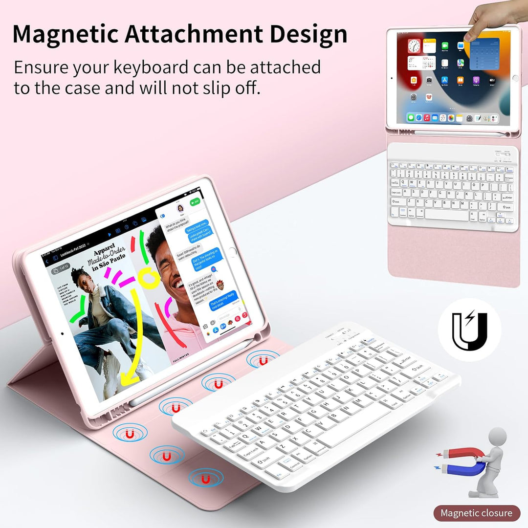 JKSML Tastatur Hülle für iPad 9./ 8./ 7. Generation (2021/2020/ 2019) mit Pencil Halter, Soft TPU Rü