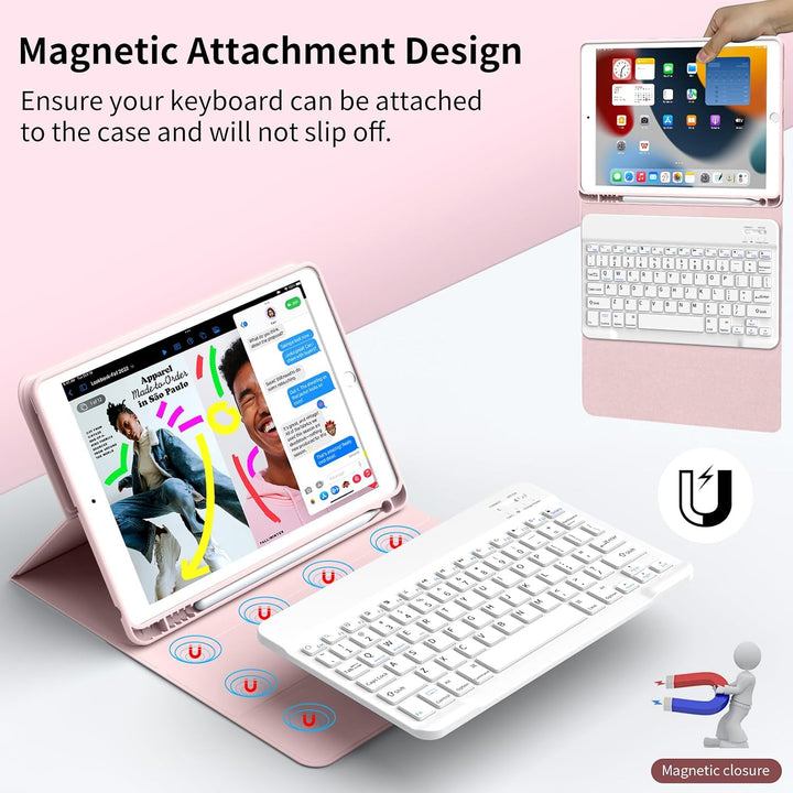JKSML Tastatur Hülle für iPad 9./ 8./ 7. Generation (2021/2020/ 2019) mit Pencil Halter, Soft TPU Rü