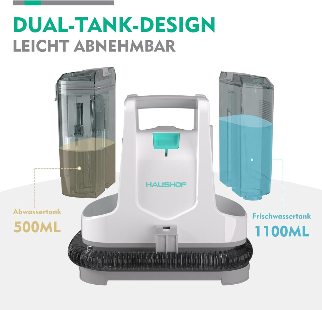 HAUSHOF Waschsauger Teppichreiniger, StainZapper Fleckenreiniger für Teppich mit Reinigungsmittel, S