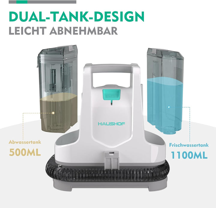 HAUSHOF Waschsauger Teppichreiniger, StainZapper Fleckenreiniger für Teppich mit Reinigungsmittel, S
