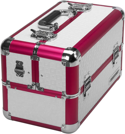 anndora Beauty Case Kosmetikkoffer Schminkkoffer Werkzeugkoffer - Rot Weiss Karo Fs02 Rot /