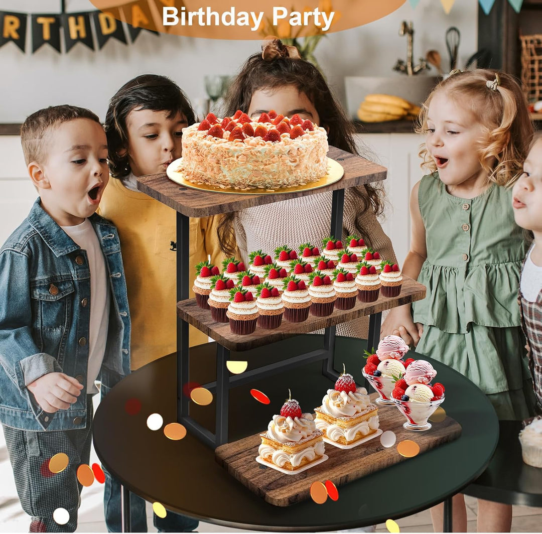 3 Etagen Etagere Tortenständer/Cupcake Ständer aus Holz | Kuchenplatte Kuchenständer Halter Serviers