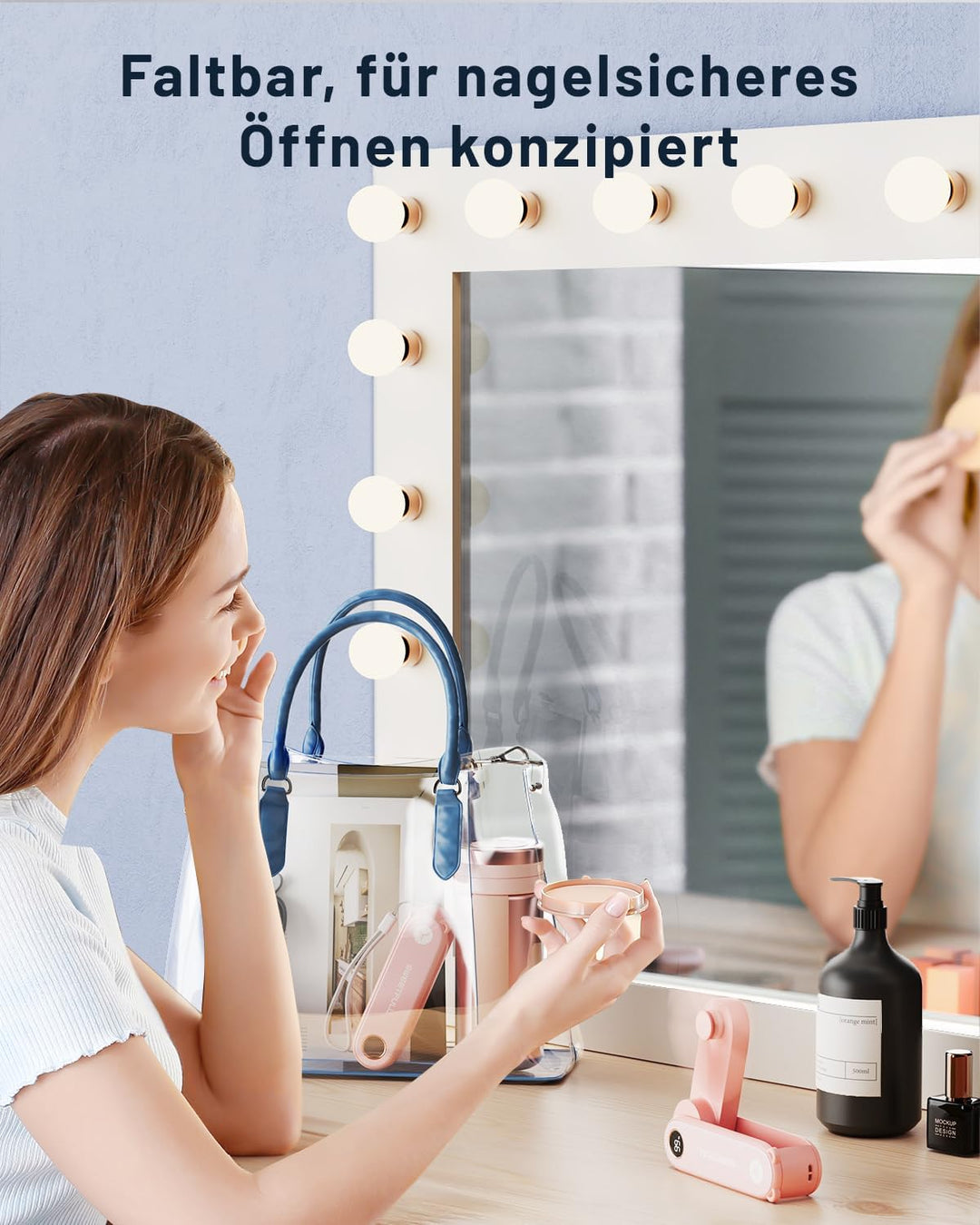SWEETFULL 11.4cm Tragbarer Mini Ventilator leise, 3 IN 1 Handventilator | Akku Aufladbar,Kleiner Tas