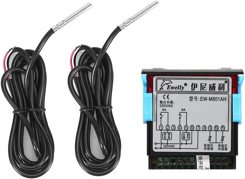 AC 220 V 5A Allzweck Digital Temperatur Differenzregler Differenzial Thermostat mit Sensor Sonde für