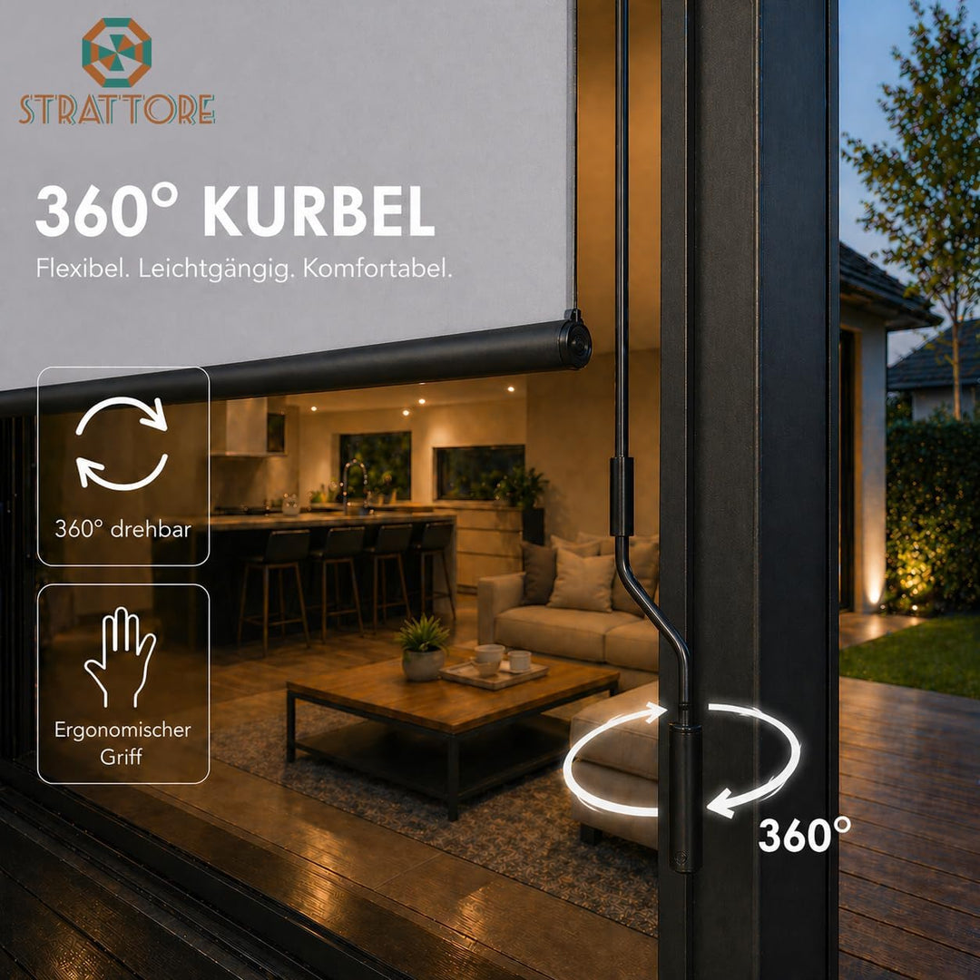 Ausziehbare Senkrechtmarkise Vertikalmarkise 160 x 250 cm - Markise mit Kurbel für Terrasse und Balk
