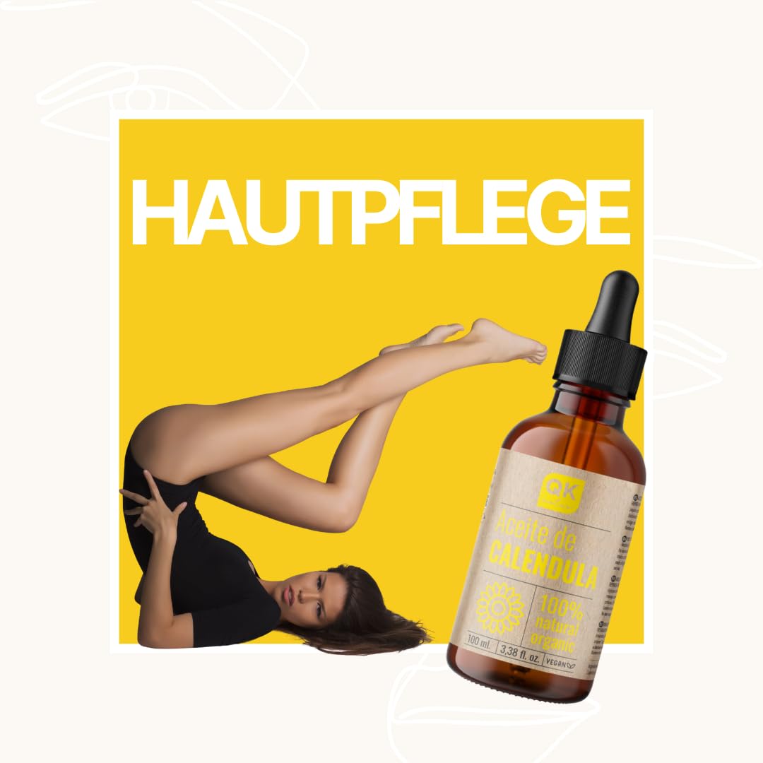 Ringelblumenöl 100% reines organisches veganes - Calendula Oil - 100ml - Glasflasche - für empfindli