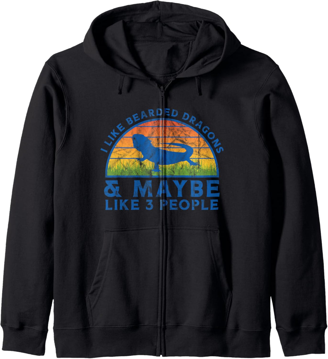 Wie Bartagame Vintage Sonnenuntergang Retro Eidechse Reptil Kapuzenjacke