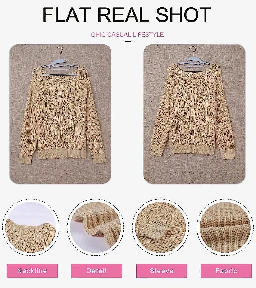 Dokotoo Damen Strickpullover Elegant Rundhals Pullover Herbst Winter Einfarbiger Pulli Oberteil Swea