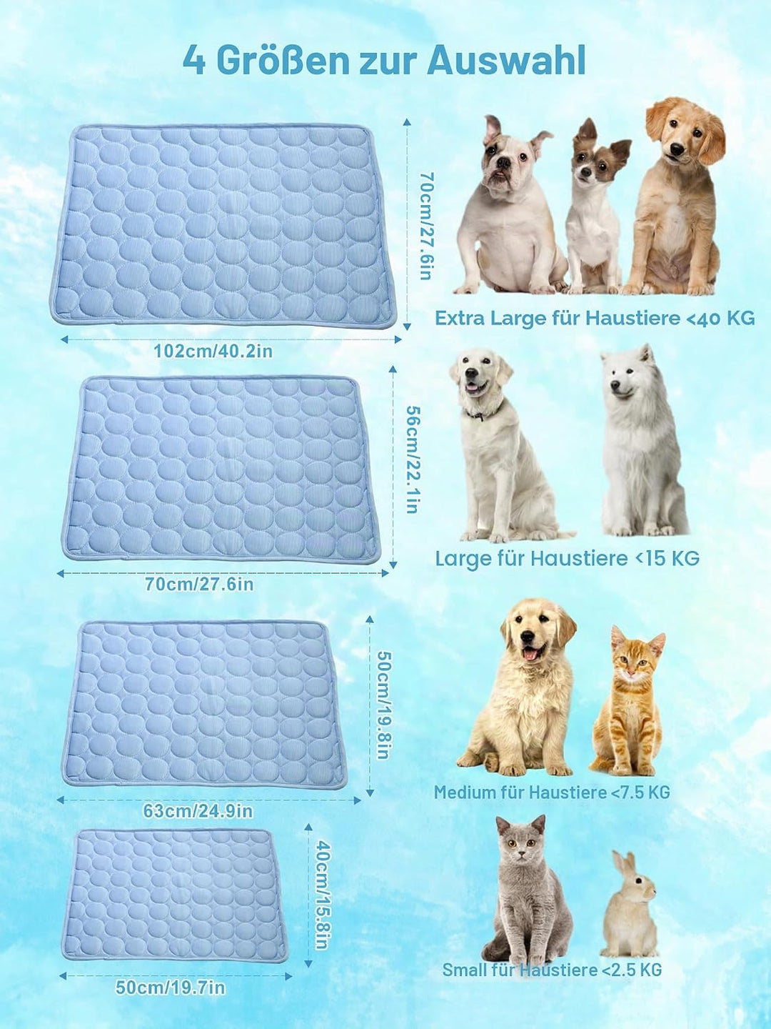 Kühlmatte Hund &amp; Katzen EIS Silber Hunde Kühlmatte Zerstreut Wärme von Ihrem Haustier Halten Sie Sie