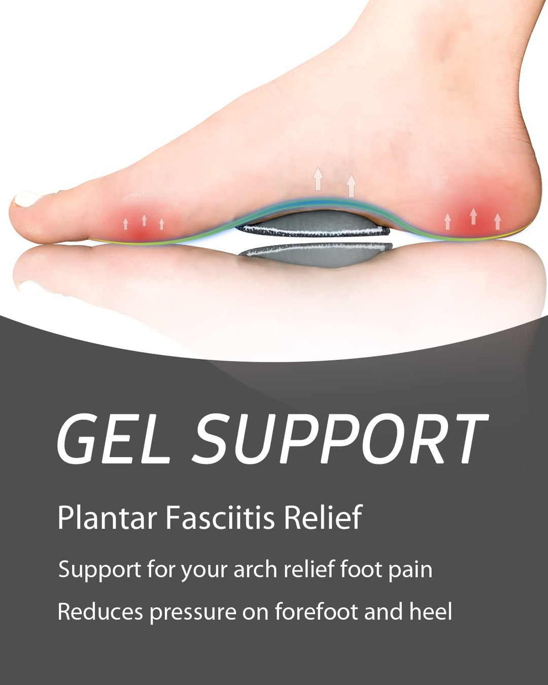 VEGPOET Copper Arch Support Relief Plus – Unterstützung für Plantarfasziitis, mit Gel-Pads, Schmerzl