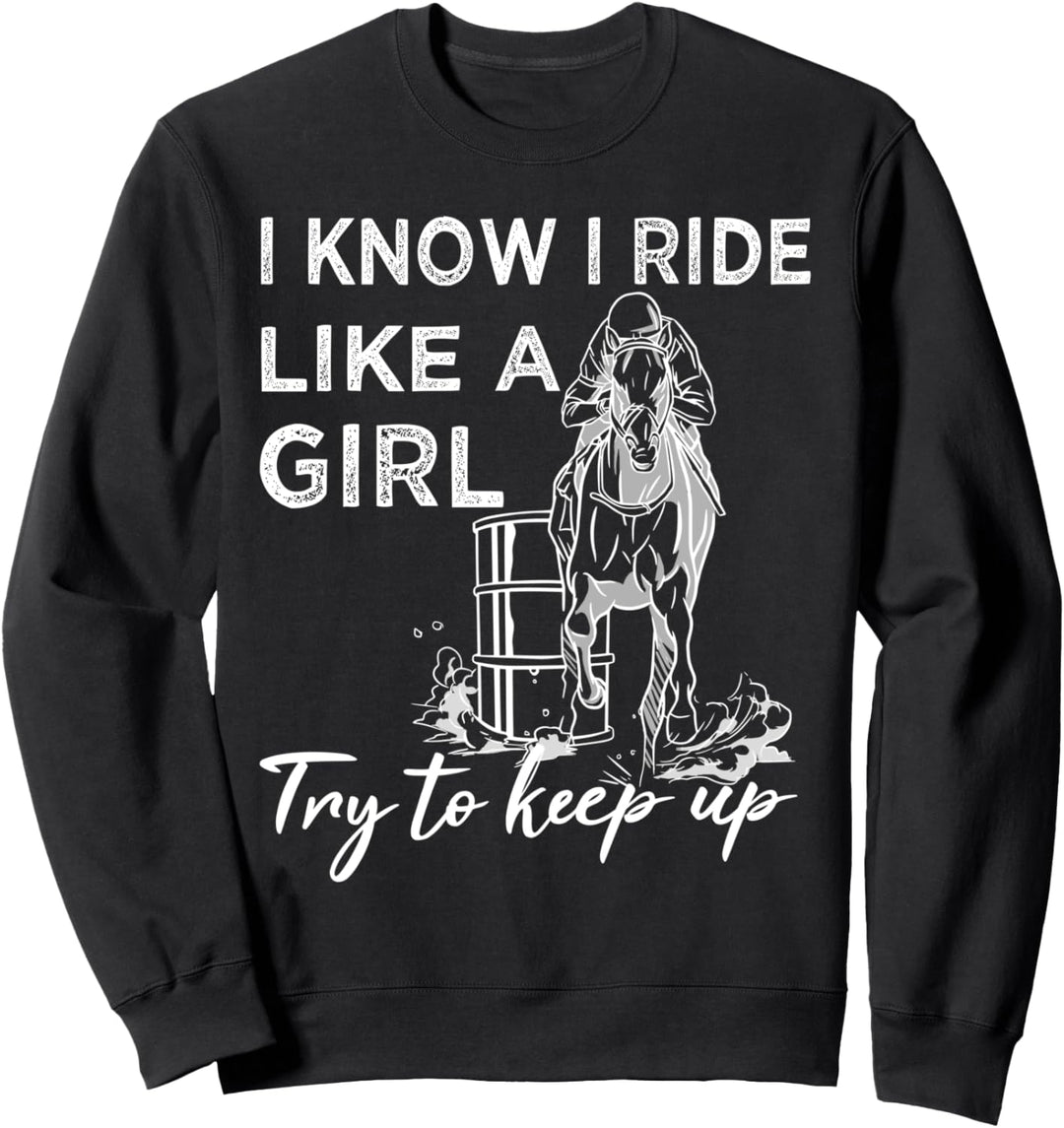 Niedliches Design für Barrel Racing Pferd Rodeo Cowgirl Western Sweatshirt
