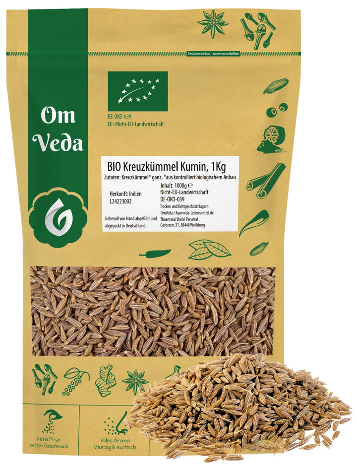 BIO Kreuzkümmel Kumin ganz 1Kg | Kreuzkümmelsamen Kreuzkümmelsaat Gewürz | Indische Ayurveda Küche |