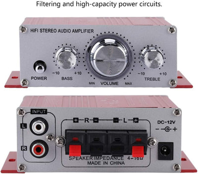 Digital Verstärker,Hi Fi Audio Musik Digital Stereo Verstärker Aluminiumlegierung Gehäuse mit Höhen/