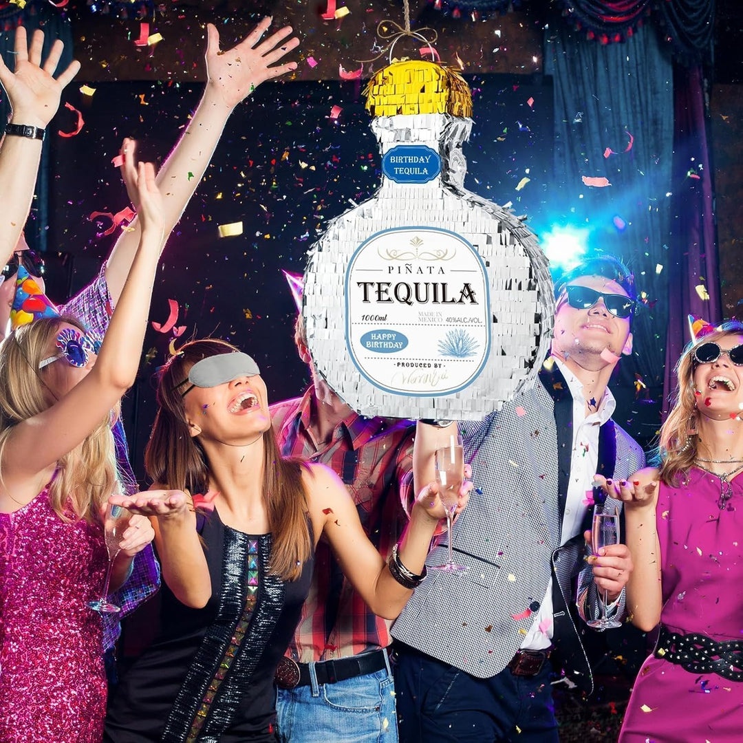 WERNNSAI Tequila Flaschen Piñata – Tequila Cheers Party Piñata mit Augenbinde und Stockspiel für Erw