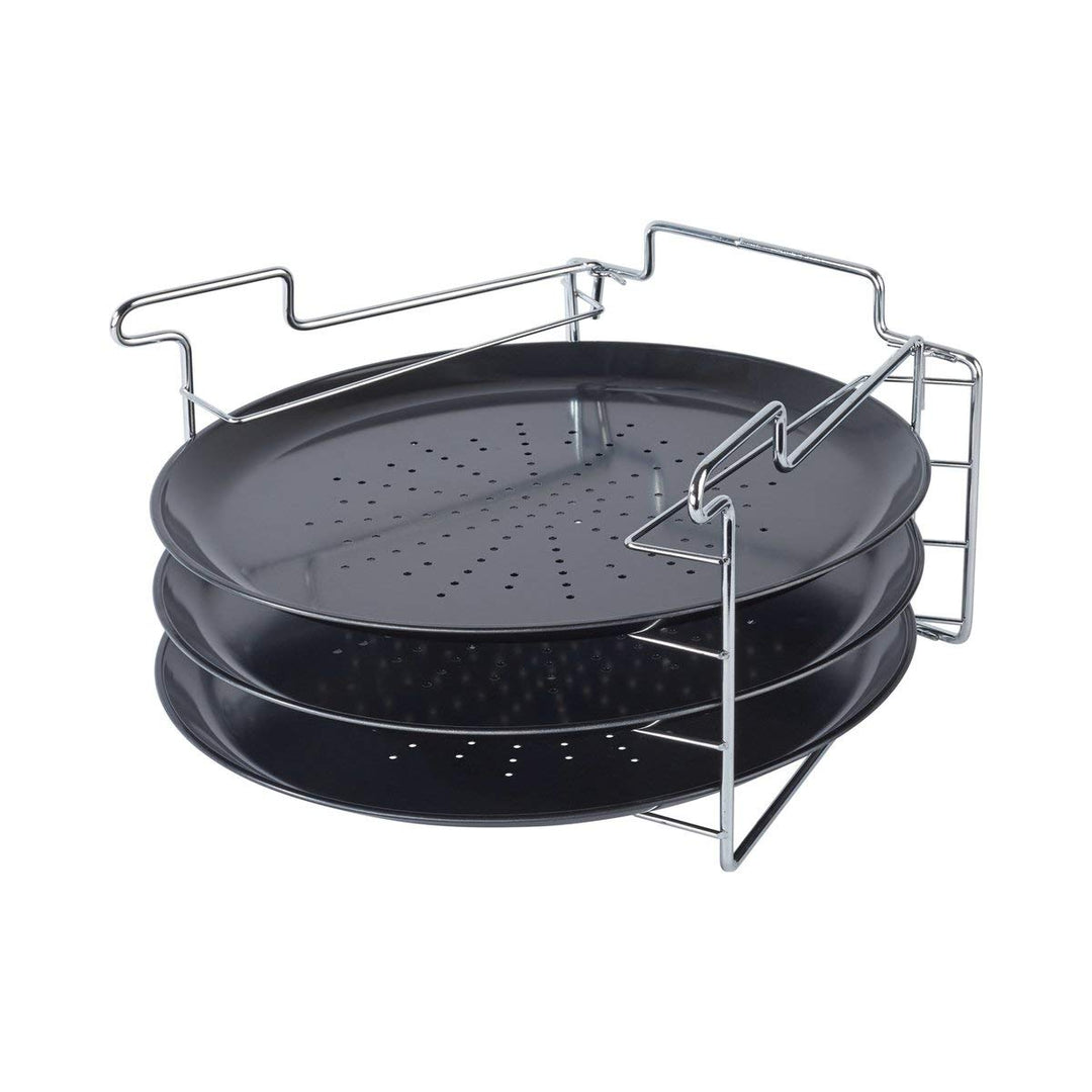4tlg. Pizza Backset Set 3 x Backblech antihaftbeschichtet, gelocht mit