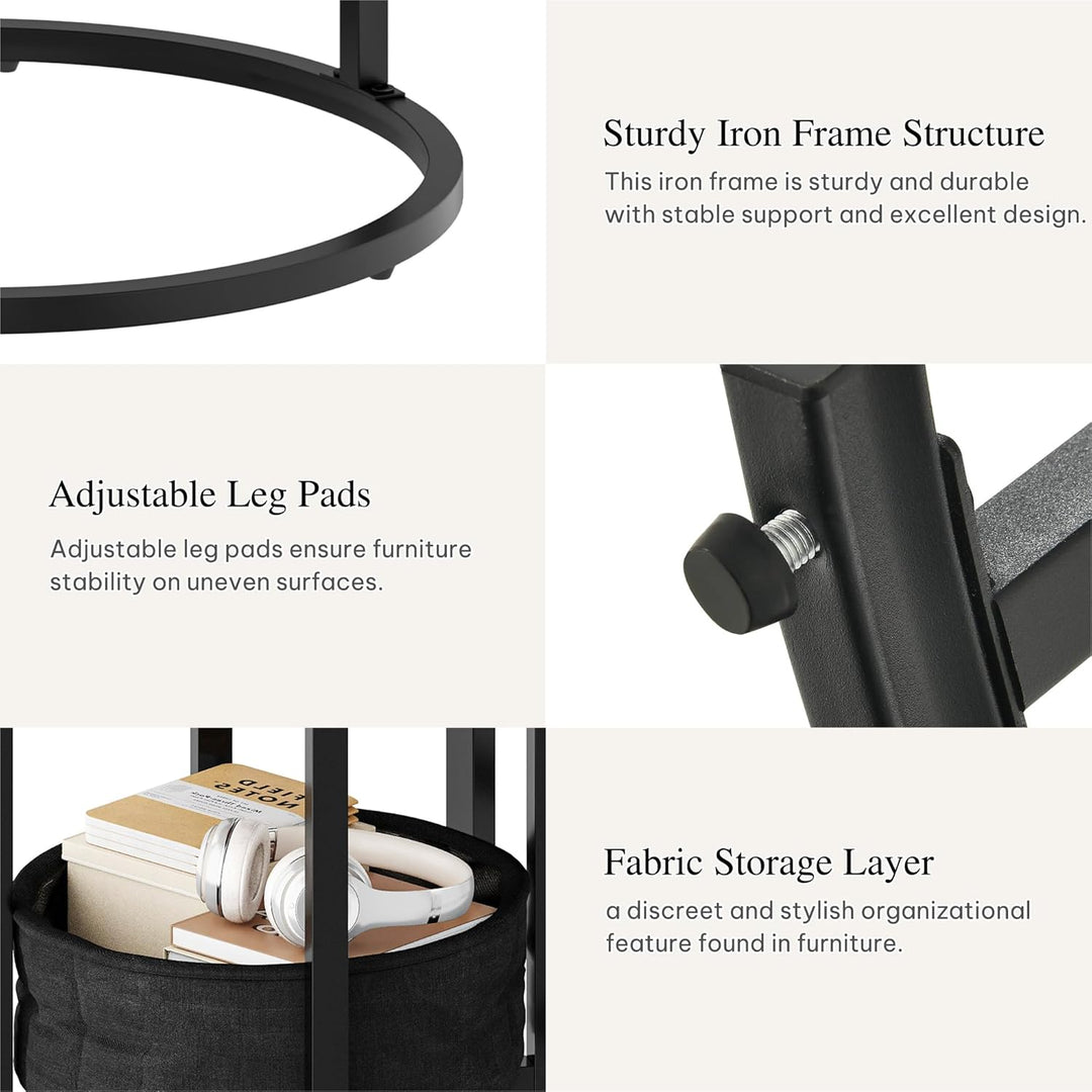 YITAHOME Couchtisch 2er Set Rund, Wohnzimmertisch Modern mit Stofftasche zur Stauraum, Beistelltisch