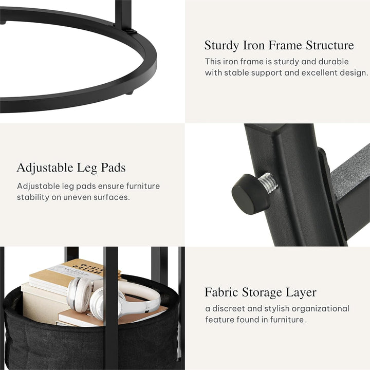 YITAHOME Couchtisch 2er Set Rund, Wohnzimmertisch Modern mit Stofftasche zur Stauraum, Beistelltisch